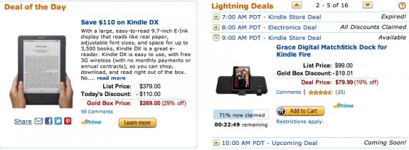 Amazon Kindle DX Gold Box sale