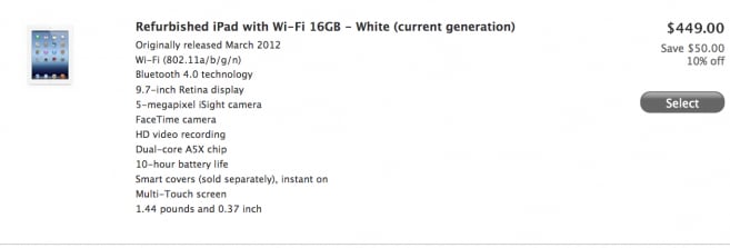 Apple Store Refurbished iPad