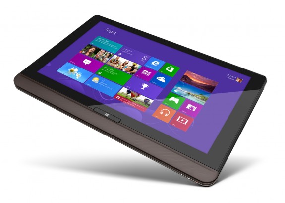 The Toshiba Satellite U925t in tablet mode.