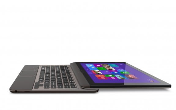 The Toshiba Satellite U925t switches from tablet to Ultrabook.