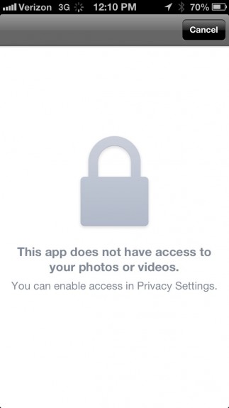 Facebook Photo Upload Not Allowed Lock Icon - 1