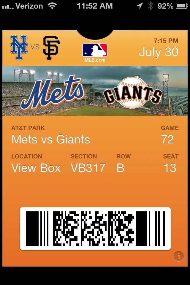 Giants Passbook Ticket
