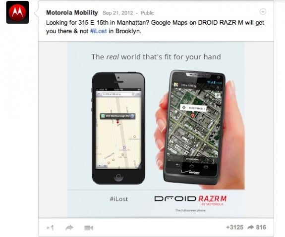 Motorola Apple Maps iLost ad
