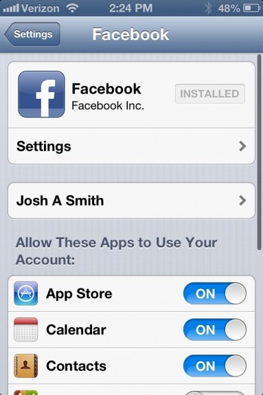 iOS 6 Facebook integration