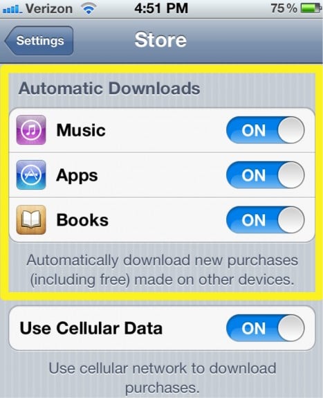 Automatically Download Apps Books Music to iPhone
