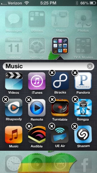 Folders on iOS 6 iPhone 5