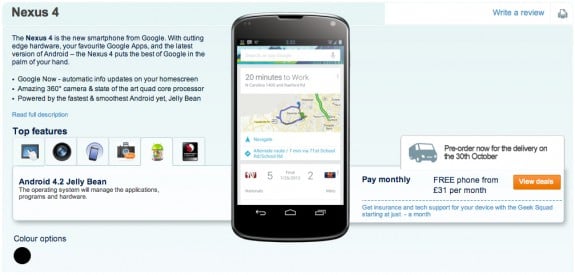 LG Nexus 4 Carphone Warehouse