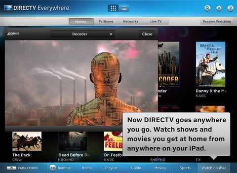 Direct TV live TV iPad app