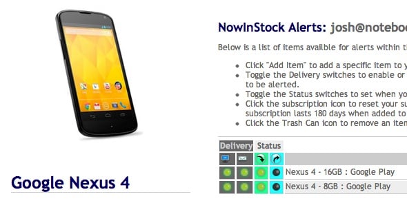 Nexus 4 in stock