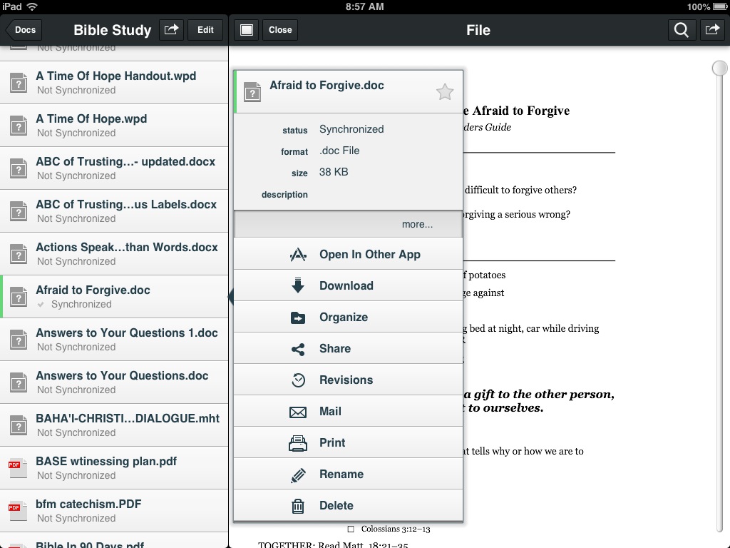 godocs document menu