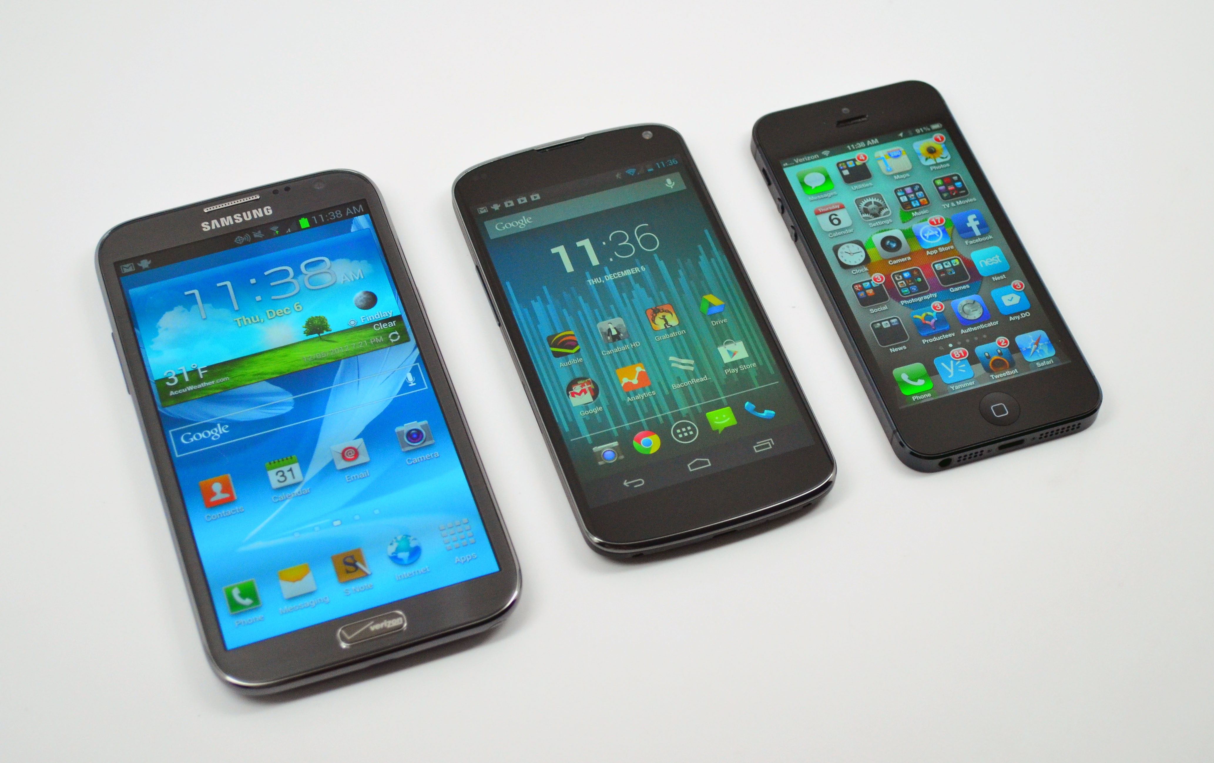 Galaxy Note 2 vs iPhone 5 vs Nexus 4 - 02