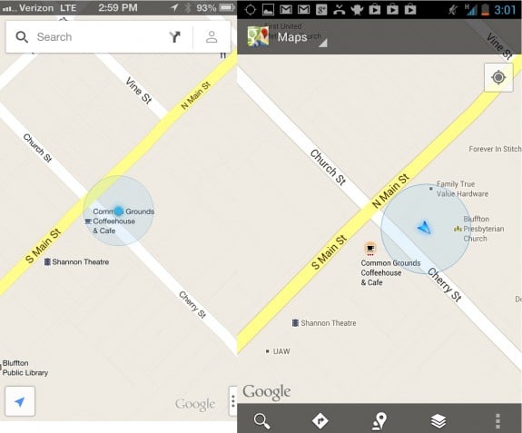 Google Maps for iPhone - vs Android