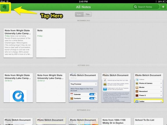 Tap Evernote