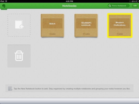 Tap new Notebooks