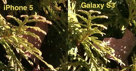 comparison zoom between galaxy s3 and iphone 5