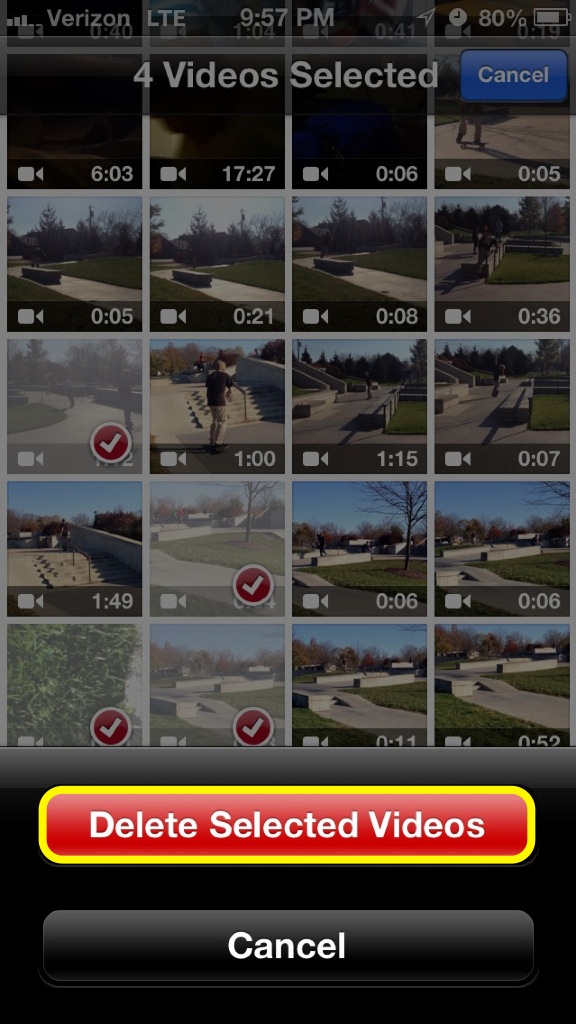 Delete Selected Videos