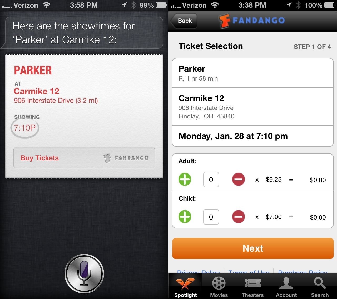 How to buy movie tickets with Siri