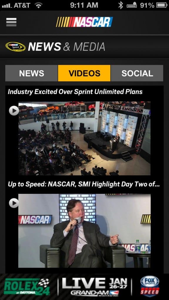 NASCAR Mobile 13 app media