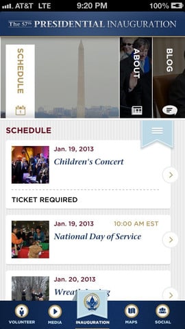 Inauguration iPhone app