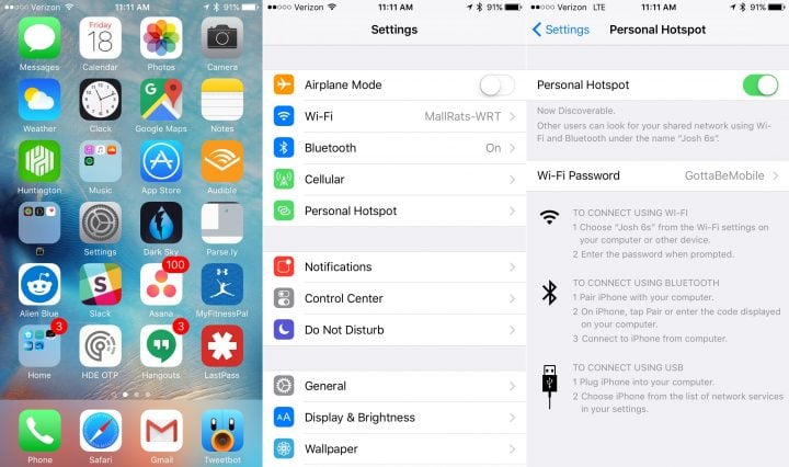 How to use the iPhone as a personal hotspot over USB.