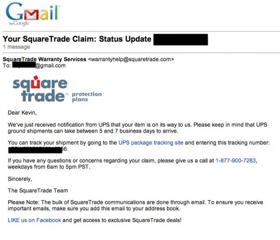 squaretrade status email