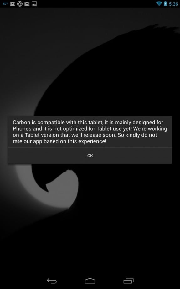 carbon no tablet support