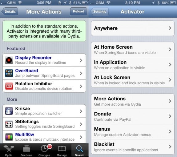 Activator Cydia App iOS 6 Jailbreak app