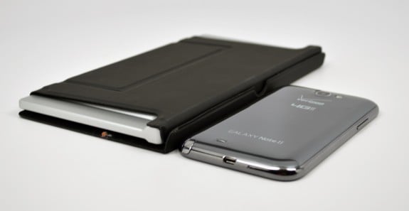 The Galaxy Note 2 next to the ZAGGKeys Flex.
