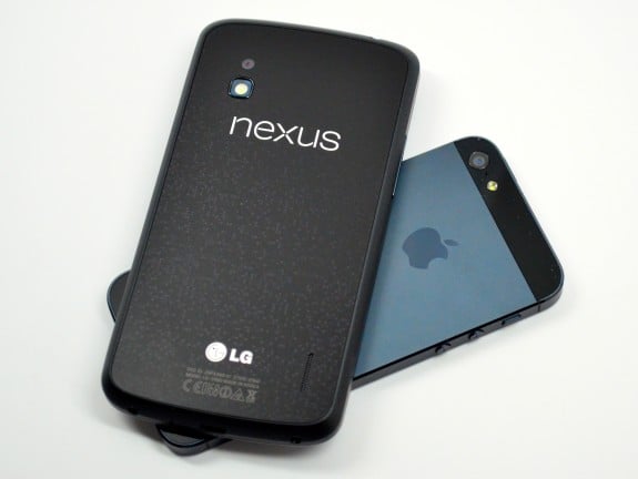 The Nexus 4 and the iPhone 5.