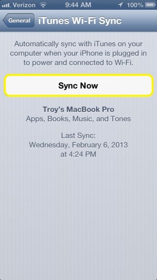 Sync iPhone