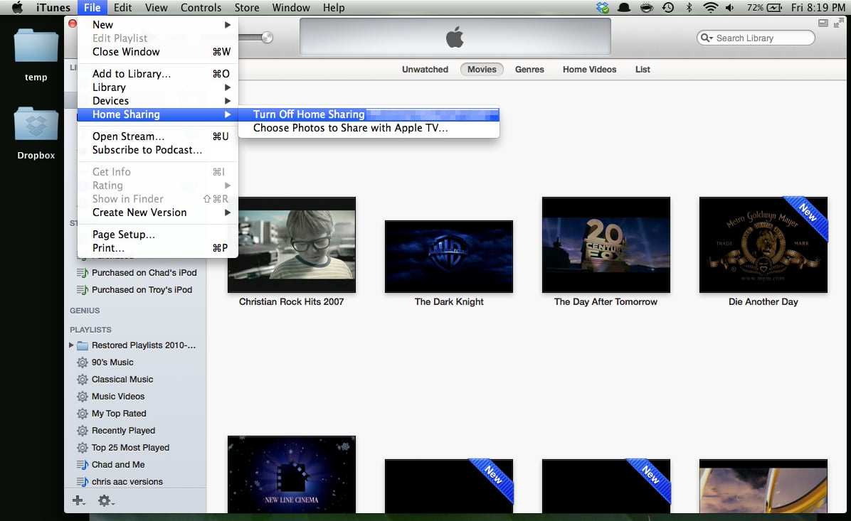 Turn Off Home Sharing (Mac)