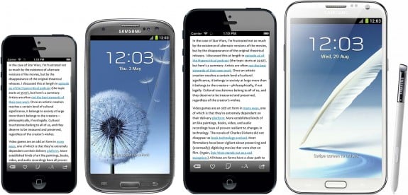 iPhone 5 vs iPhone Plus vs Galaxy S3 vs Note 2