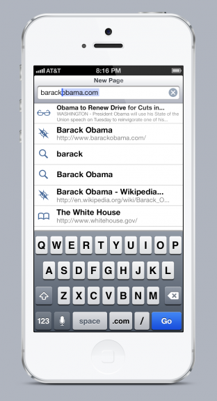 This is what Safari in iOS 7 could look like with a unified search and URL bar.