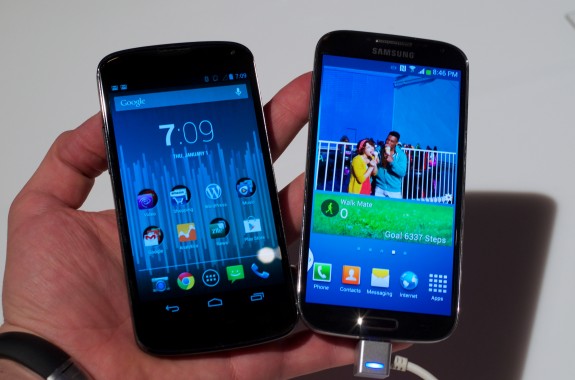 The Nexus 4 next to the Galaxy S4.