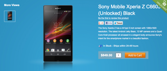 The Xperia Z is not cheap in the U.S.