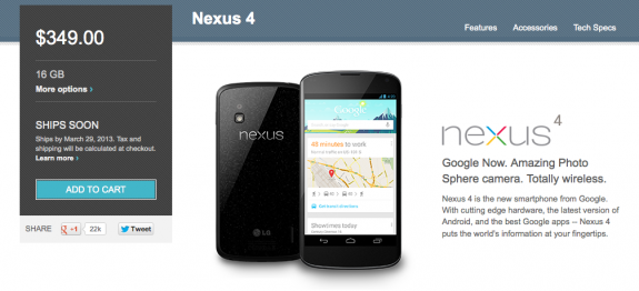 The Nexus 16GB has joined the Nexus 8GB with exact shipping times.