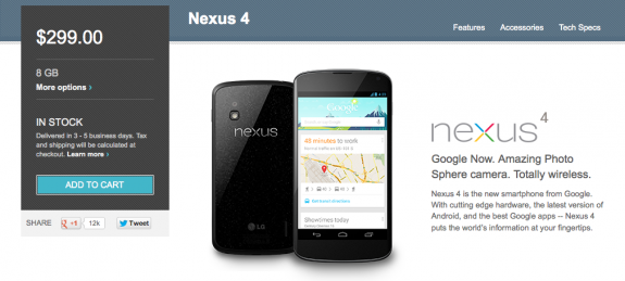 The Nexus 4 8GB is now listed as being delivered in 3-5 days.