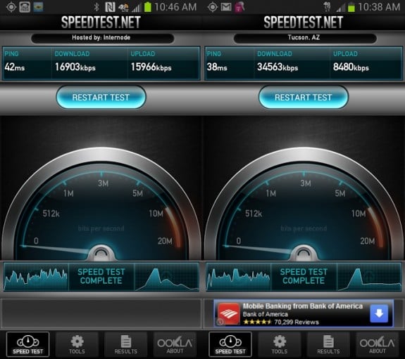 T-Mobile 4G LTE speed test.