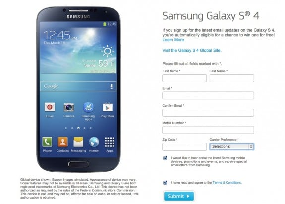 Samsung is giving away 52 Samsung Galaxy S4 devices ahead of the official U.S. release.