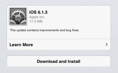 The iOS 6.1.3 update is now available for download.