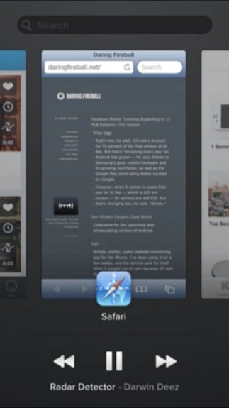 The music controls are always present during multitasking in this concept. 