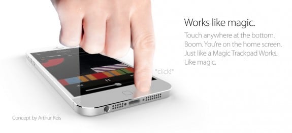 This iPhone 6 concept features a touch anywhere home button.