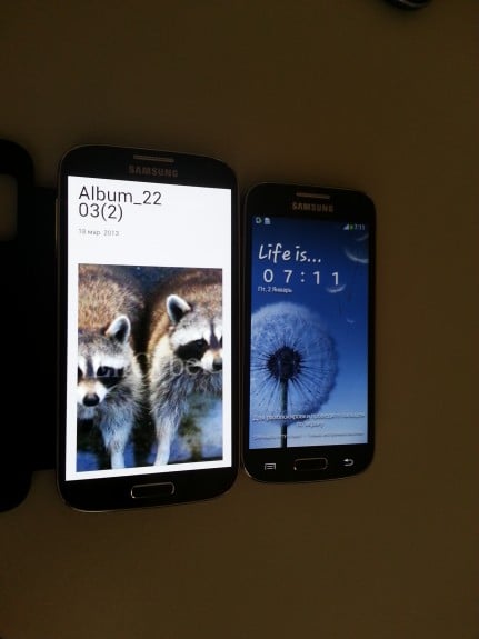 The Galaxy S4 Mini, supposedly, next to the Galaxy S4.