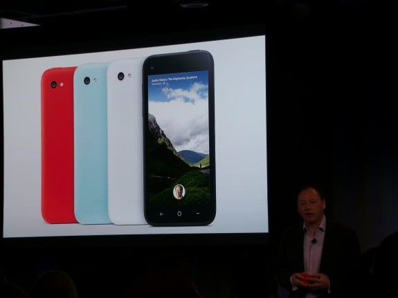 HTC CEO Peter Chou talks HTC First at Facebook event; image captured with Samsung Galaxy Camera. 