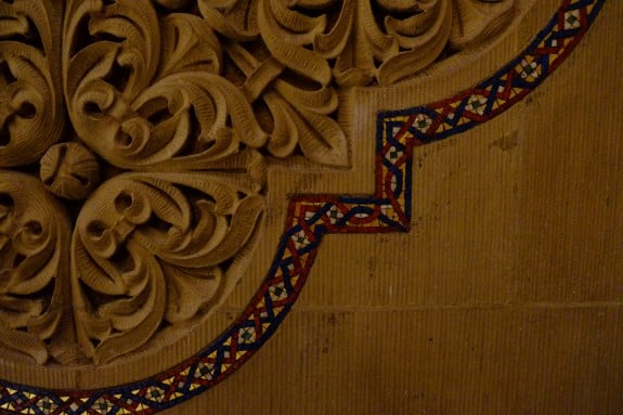 Sharp details are still possible even with low available light in the Memorial Church at Stanford University.