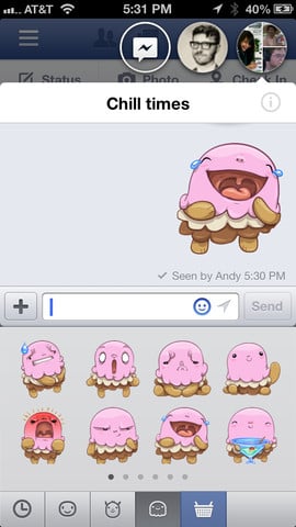 Facebook for iPhone Chat Heads and stickers