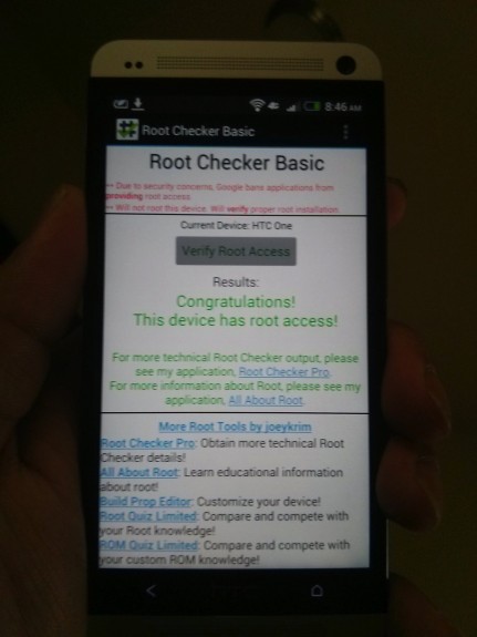 The HTC One root is successful on the AT&T model.
