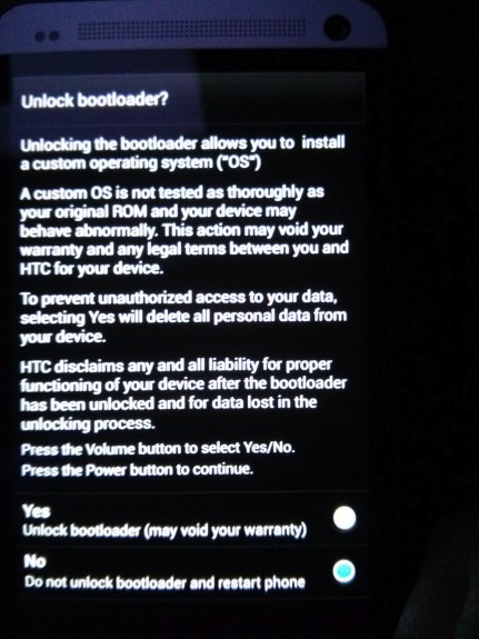 Proof of an AT&T HTC One bootloader unlock.
