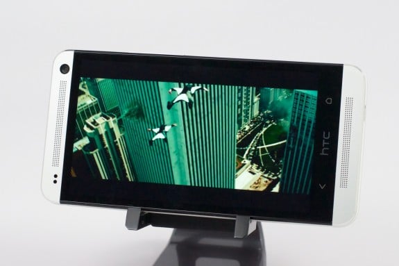 The HTC One features front-facing speakers.