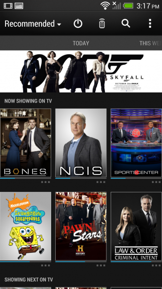 HTC Sense TV is a companion app that turns the HTC One into a remote control.